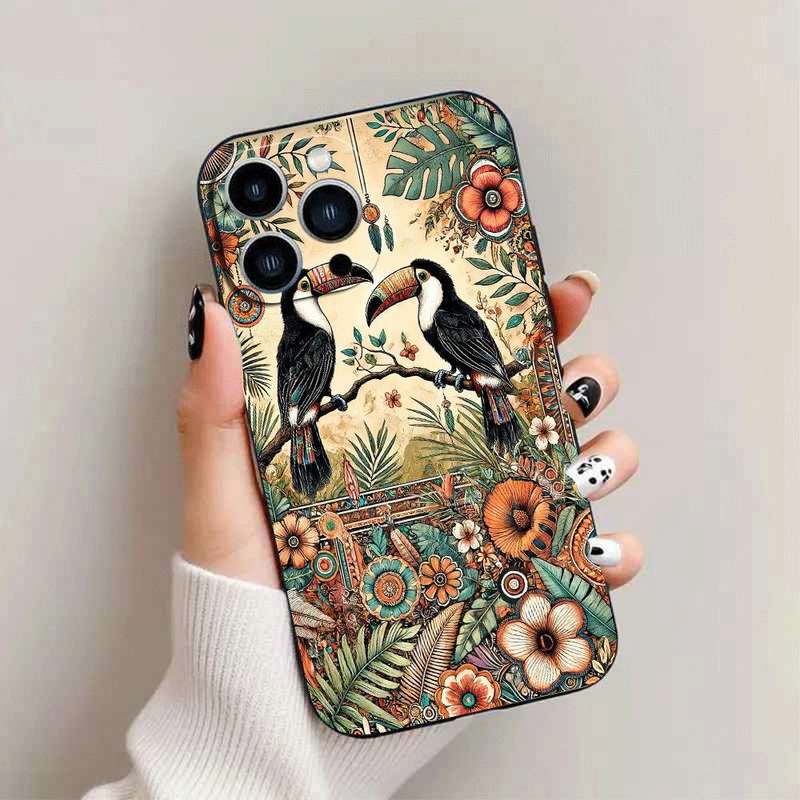 1Pc Black For iPhone 15 Pro African Style TPU Phone Case