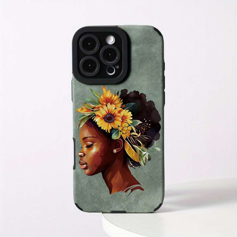 1Pc Green For iPhone 13 Pro Max Stylish Faux Leather Phone Case