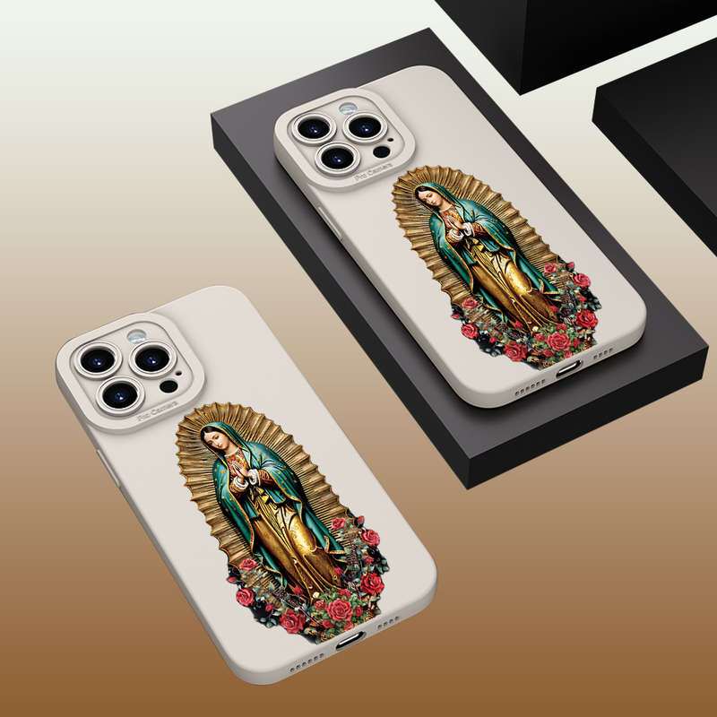 1Pc Ivory White For iPhone 16 Pro Max Nun Pattern Phone Case