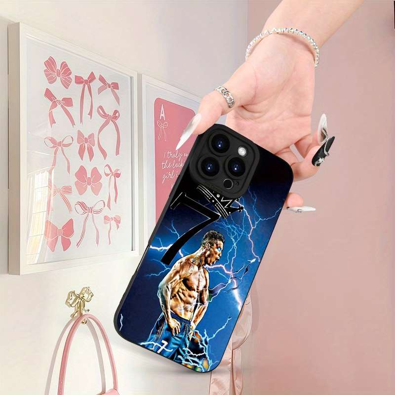 1Pc Black For iPhone 15 Plus Cristiano Ronaldo Design Phone Case