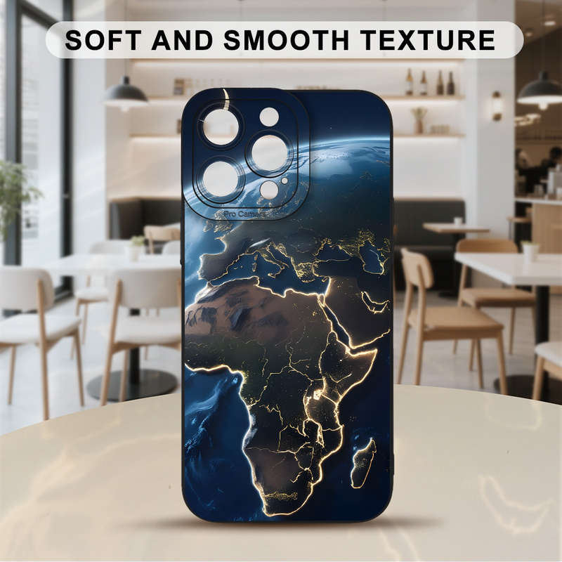 1Pc Black For iPhone 16 Plus Night View of Earth Phone Case