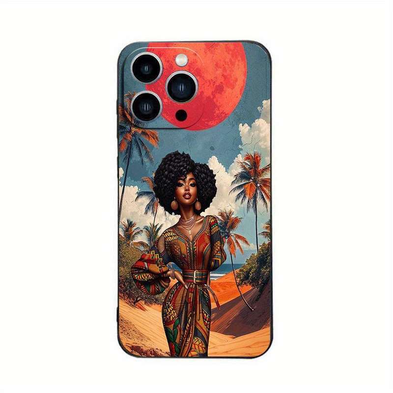 1Pc Black For iPhone 15 African Girl Phone Case