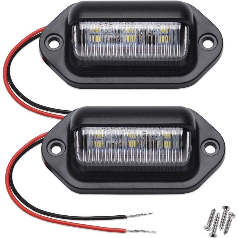 2PCS Xenon White LED License Plate Light 12V-24V DC 6-SMD Lamp For Truck SUV Van RV