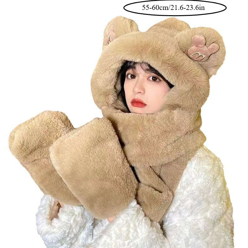 Winter Hat Color M Three Piece Set Gray