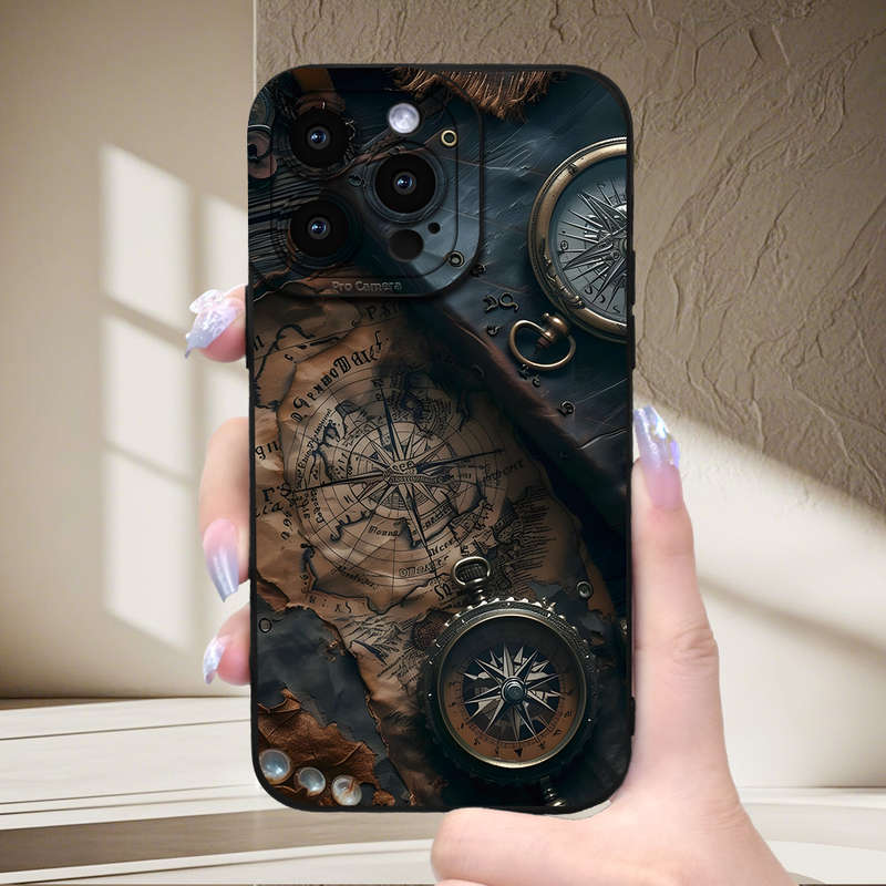 1Pc Black For iPhone XS Max Vintage Nautical Pattern Phone Case