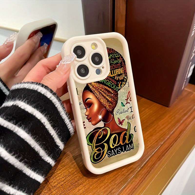 1Pc Mixed Color For iPhone 15 Plus African Girl Phone Case