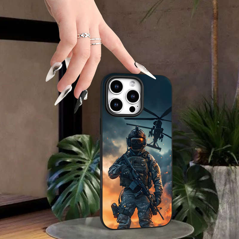 1Pc Black For iPhone 15 Pro Max Ultra Cool Patterns Phone Case