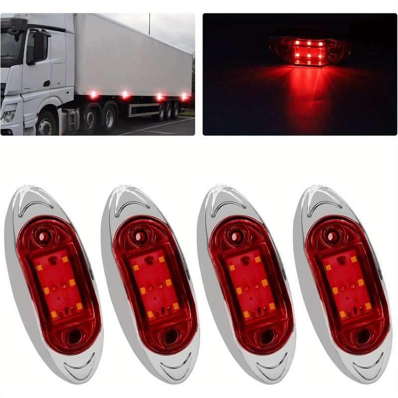 4pcs 12-24V Red Trailer Marker Lights LED Side Marker Lights Trailer Running Lights U