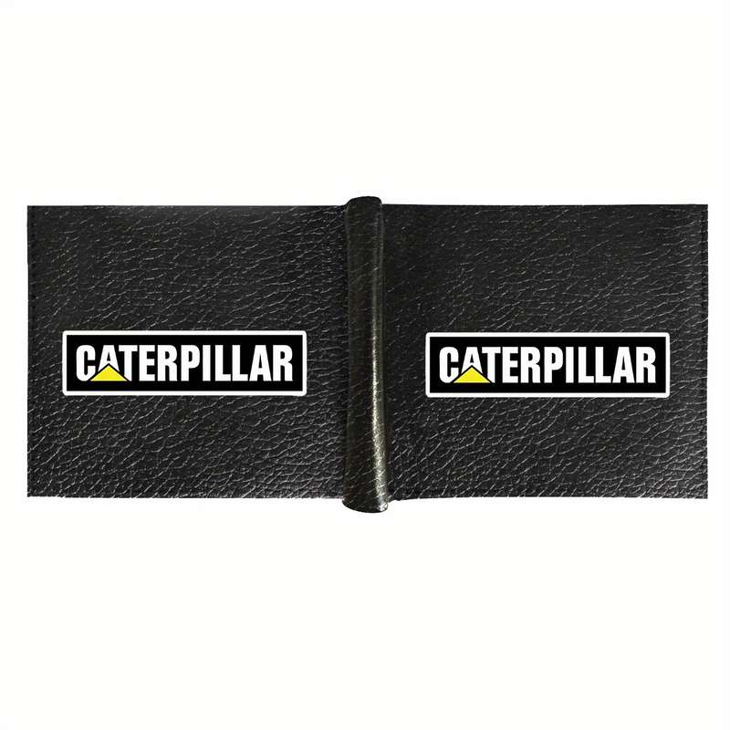 1pc Caterpillar Logo Men'S Faux Leather WalletCasual Style Multifunctional Short Bifold wit