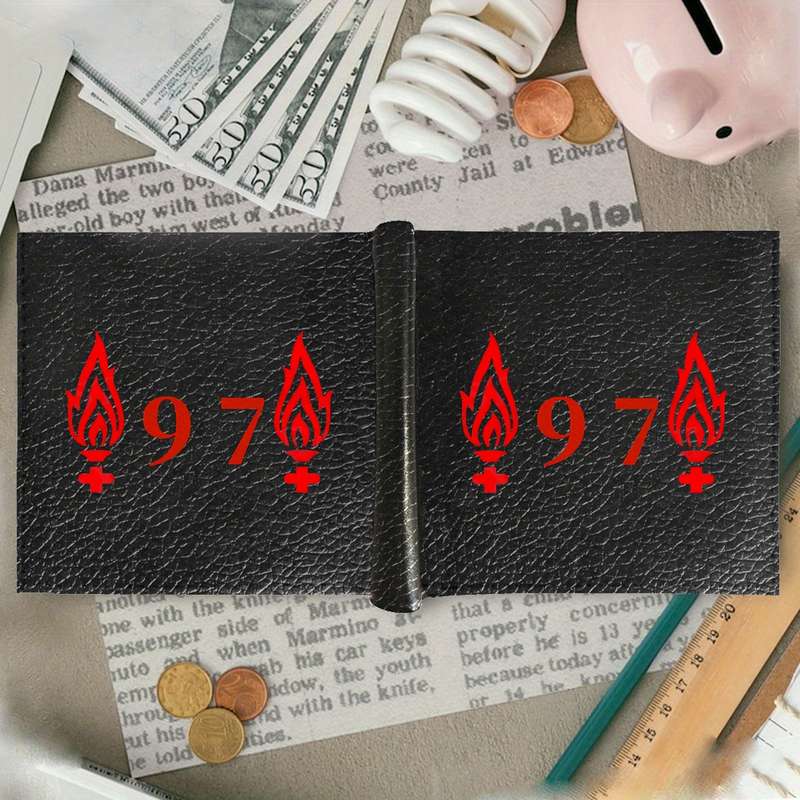 1pc Liverpool 97 Faux Leather Simple Style Wallet Multifunctional Short Bifold Coin Purse with