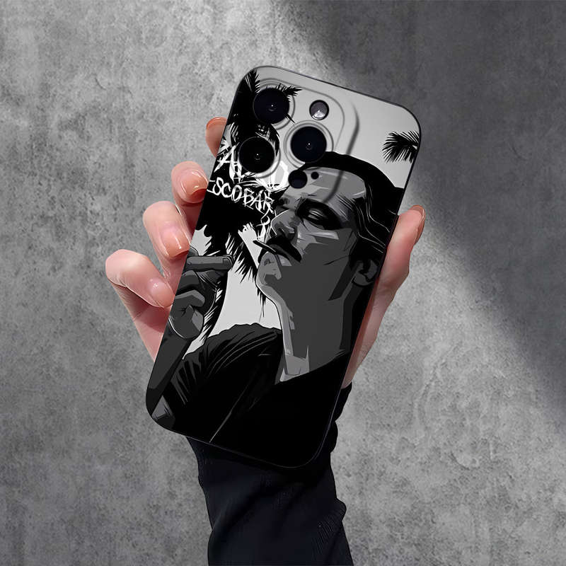 1Pc Black For iPhone 14 Pro Max Smoking Man Pattern Phone Case