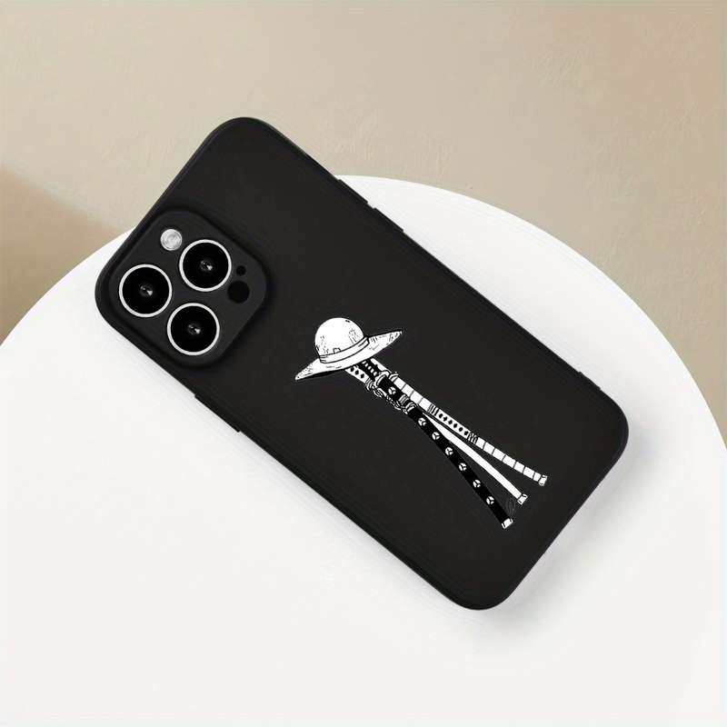 1Pc Black For iPhone 12 Weapons And Straw Hat Phone Case