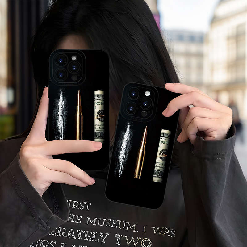 1Pc Black For iPhone 7 Plus 8 Plus Bullet Pattern Phone Case