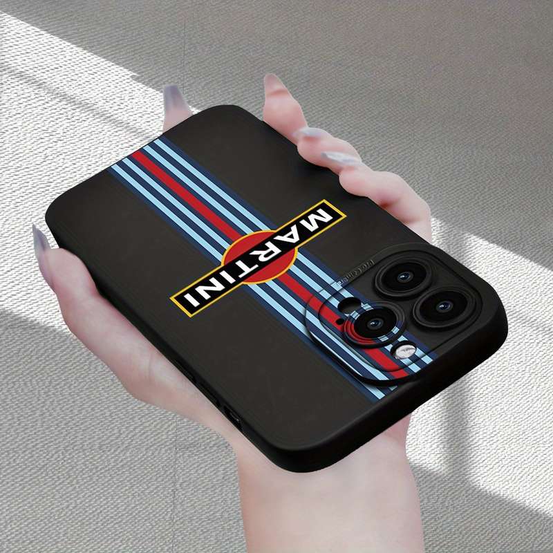 1Pc Black For iPhone 13 Mini Racing Stripe Phone Case