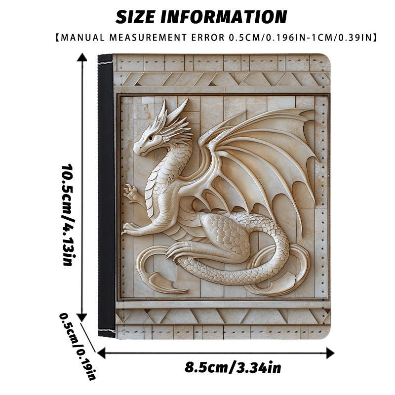 1pc Vintage Flying Dragon Slim WalletBlack Faux Leather with 8 Card Slots Foldable ID Cre