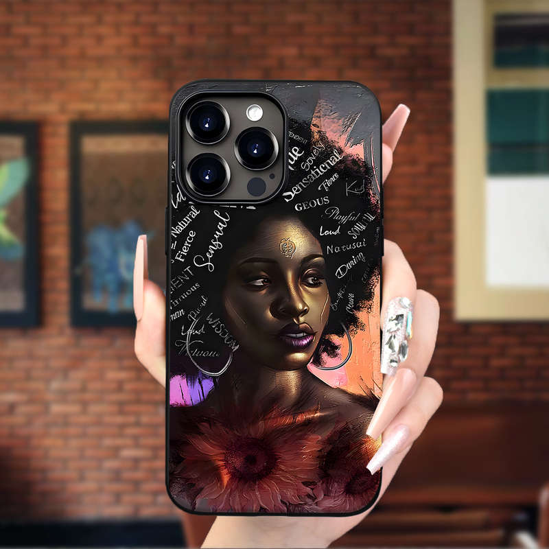 1Pc Black For iPhone X XS African Queen Printed Phone Case