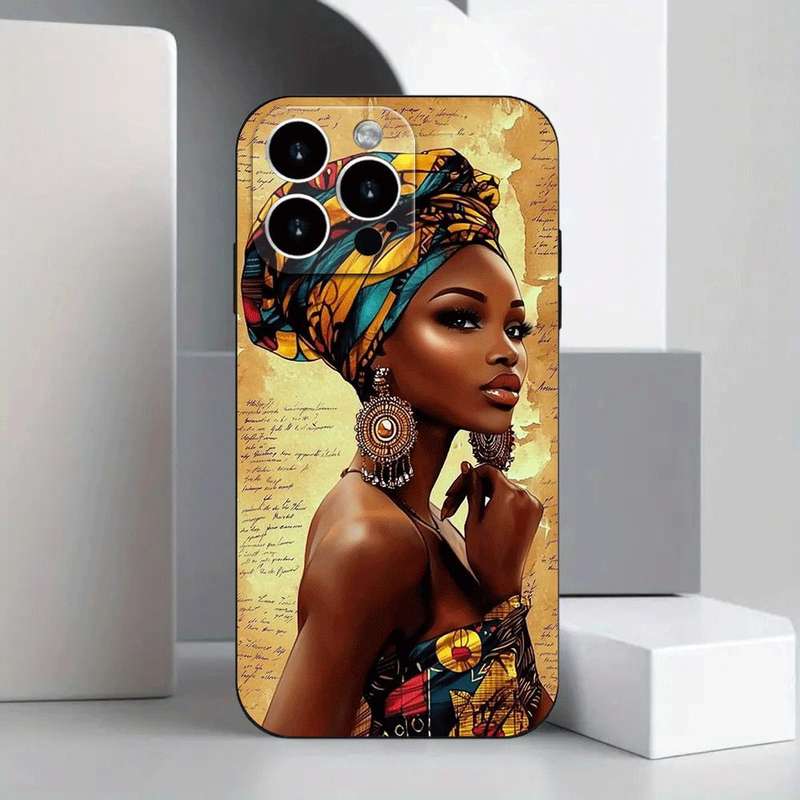 1Pc Black For iPhone 13 African Woman Phone Case