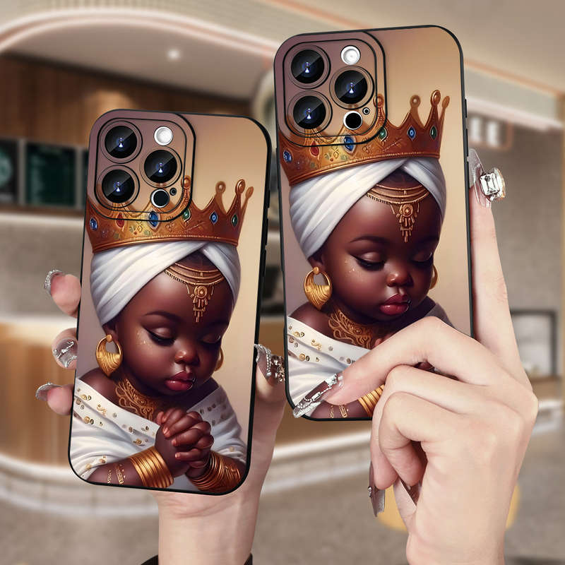 1Pc Black For iPhone 7 Plus 8 Plus African Children Pattern Phone Case