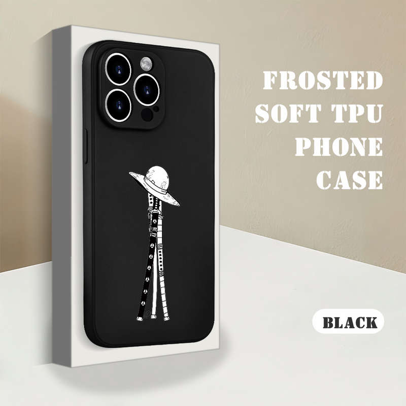 1Pc Black For iPhone 12 Weapons And Straw Hat Phone Case