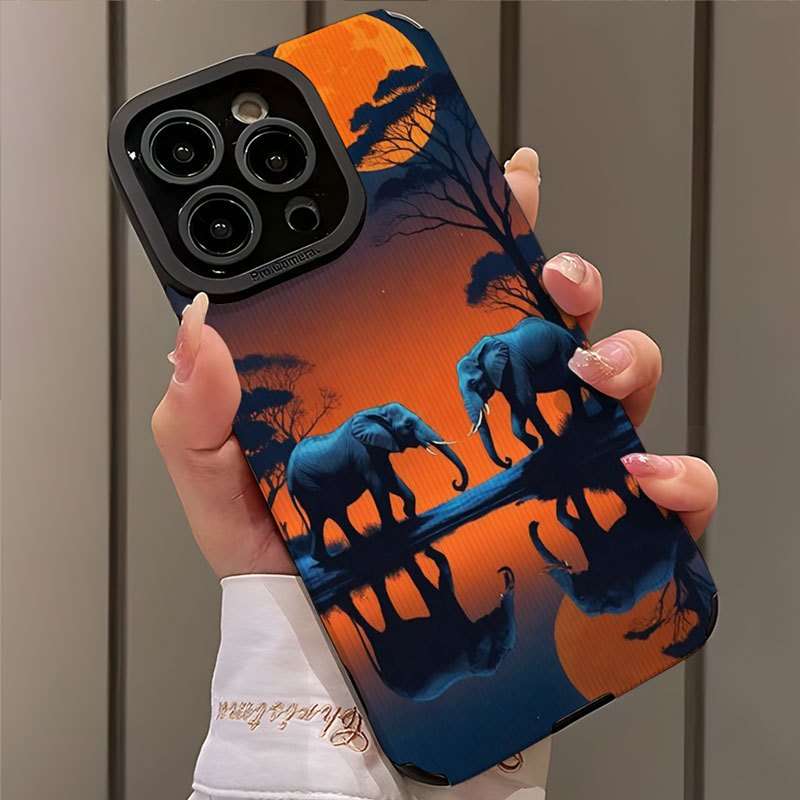 1Pc Mixed Color For iPhone 7 Plus 8 Plus Elephant African Sunset Phone Case