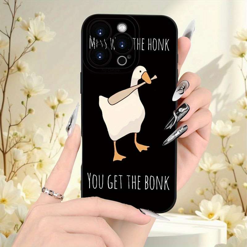 1Pc Black For iPhone XS Baseball Goose Pattern Phone Case