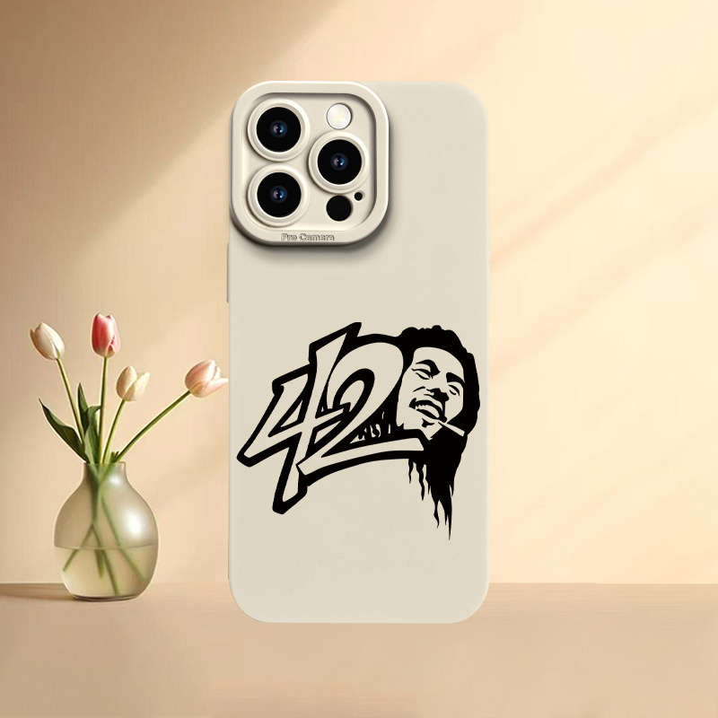 1Pc Beige For iPhone 7 Plus 8 Plus Smoking Men Pattern Phone Case