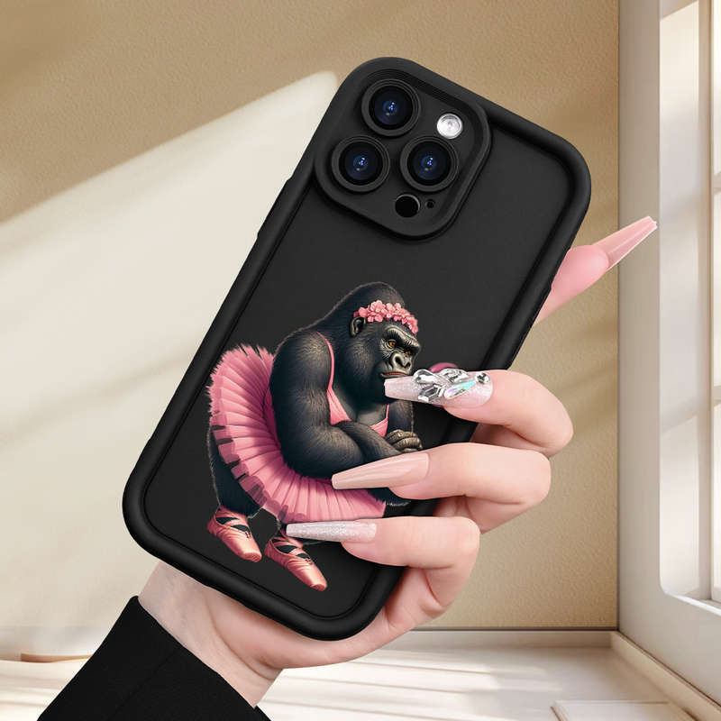 1Pc Black For iPhone 13 Mini Dancing Gorilla Phone Case