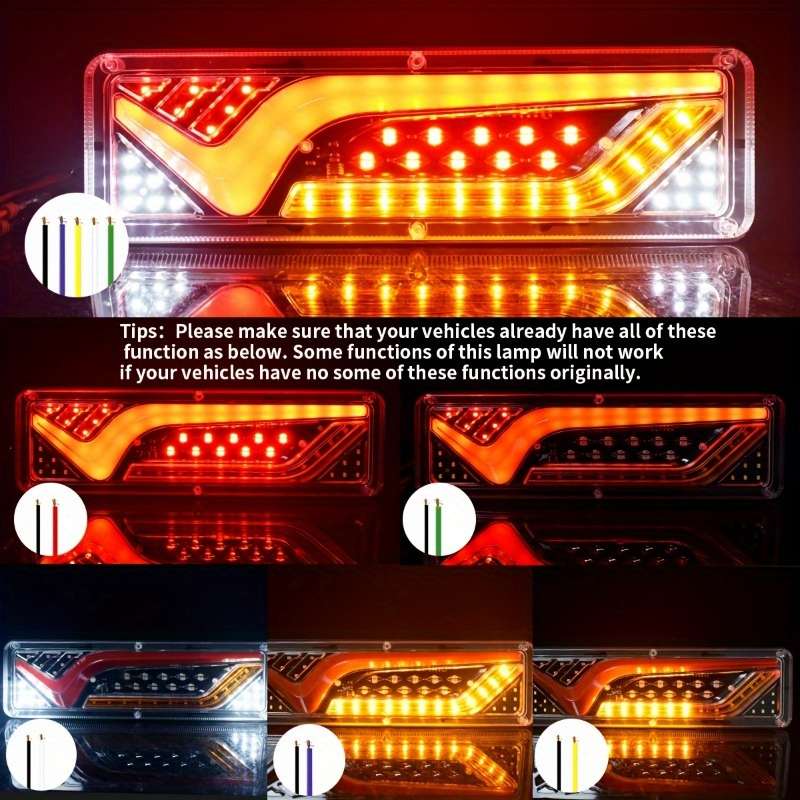 2pcs LED Car Taillight High Brightness for Trucks Trailers RVs and Cars Red & Y