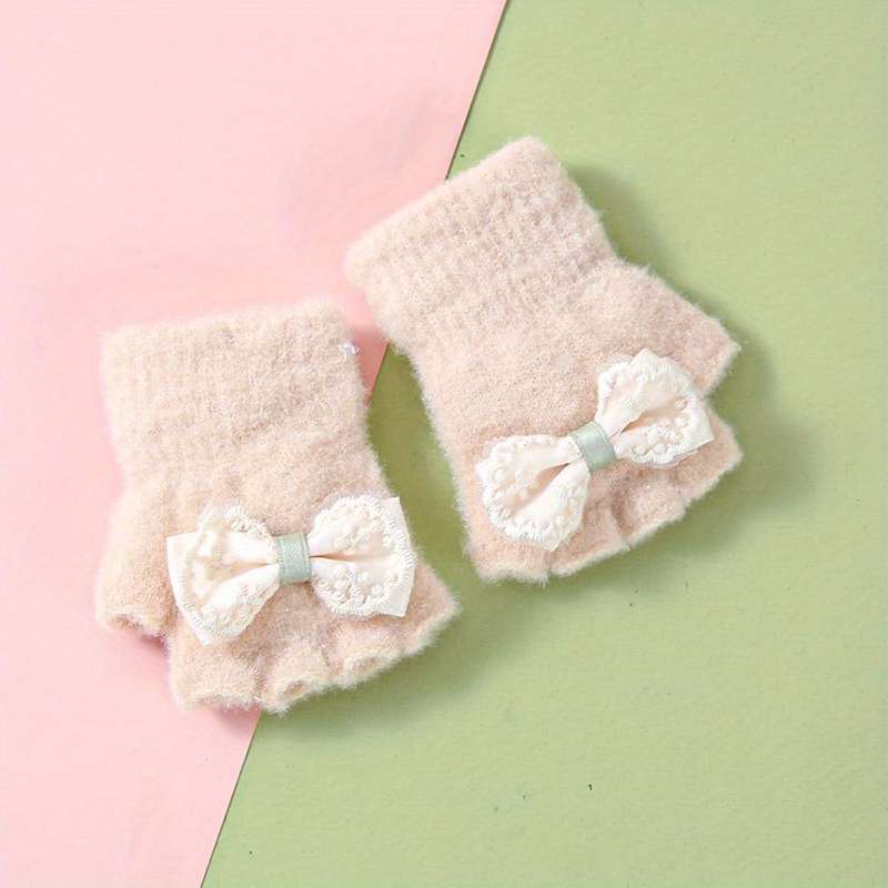 Winter Gloves Color Beige Color Size 6 To 24 Months