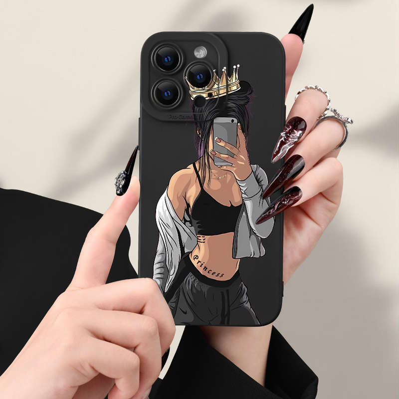 1Pc Black For iPhone 7 Plus 8 Plus Trendy People Pattern Phone Case