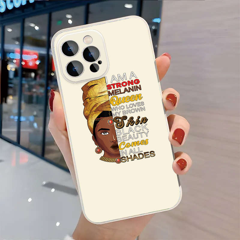 1Pc Black For iPhone 15 Plus Melanin And Beauty Phone Case