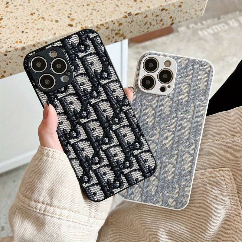 1Pc White For iPhone 12 Pro Max Premium Embroidered Phone Case