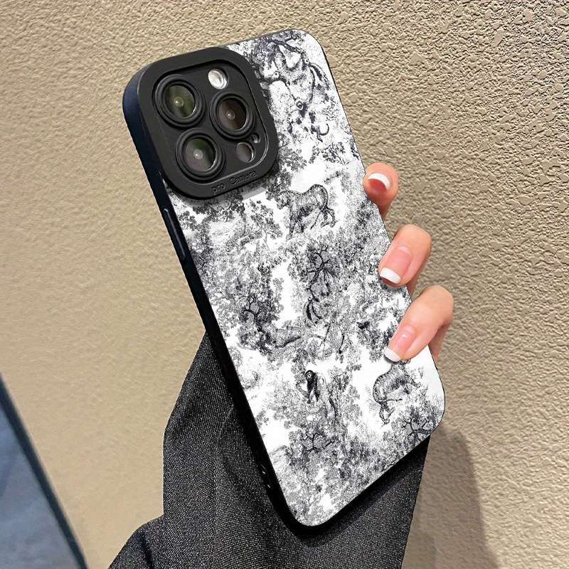 1Pc Mixed Color  For iPhone XR Black White Forest Phone Case