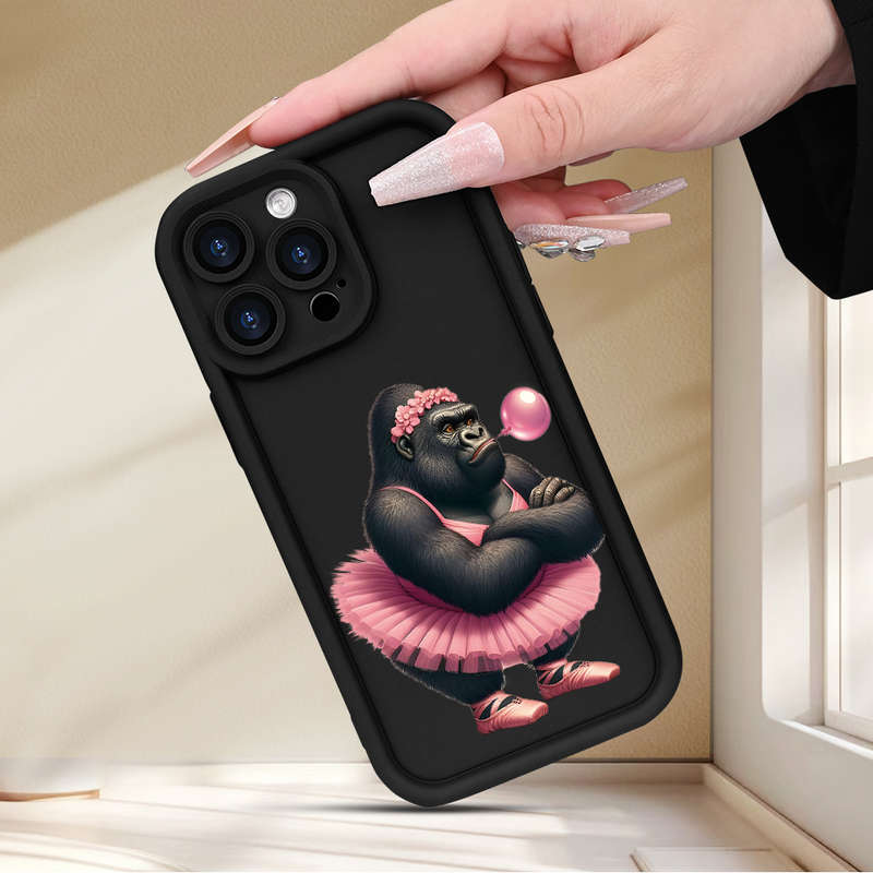 1Pc Black For iPhone 13 Mini Dancing Gorilla Phone Case