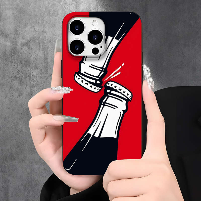 1Pc Black For iPhone 15 Pro Max Cola Drinks Design Phone Case