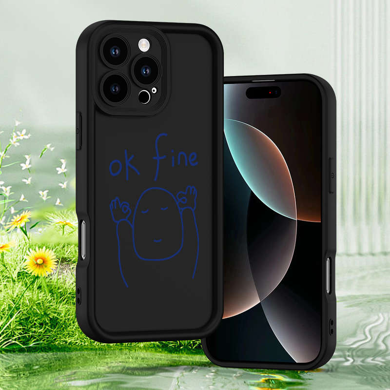 1Pc Black For iPhone 11 Pro Max English Line Pattern Phone Case