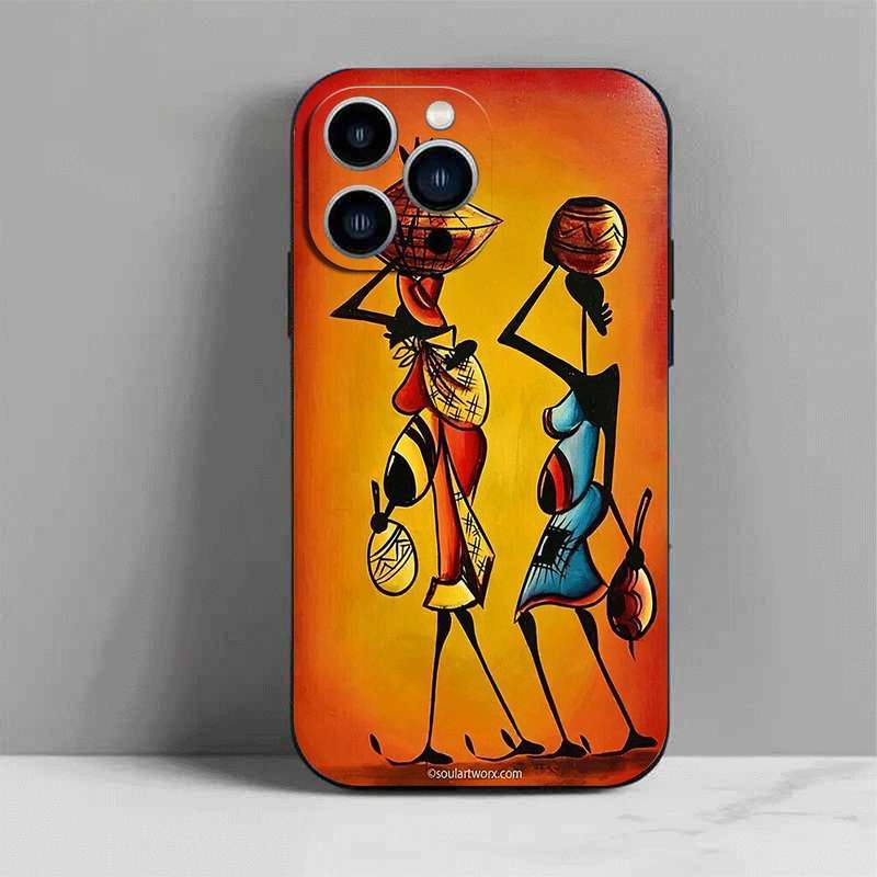 1Pc Black For iPhone 14 Pro Max African Design Phone Case