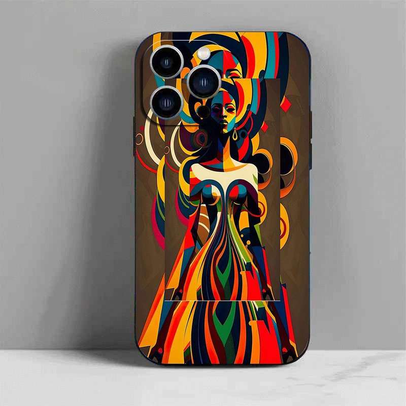 1Pc Black For iPhone 15 Pro Max African Style TPU Phone Case