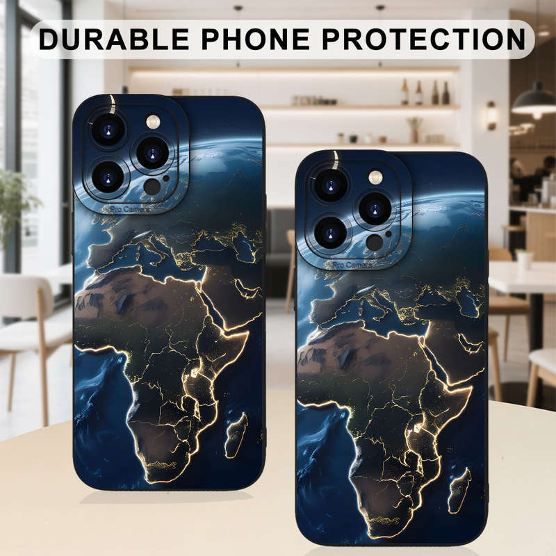 1Pc Black For iPhone 16 Plus Night View of Earth Phone Case
