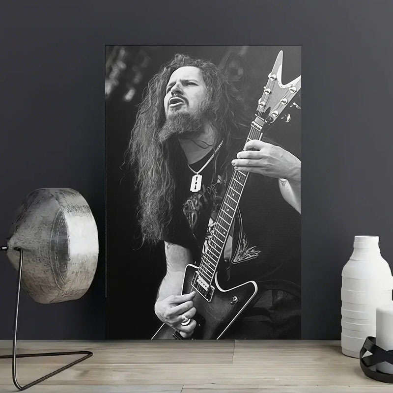 1pc  Unframed Canvas Print Poster Dimebag Darrel Classic Rock Wall Art Black White Guitaris
