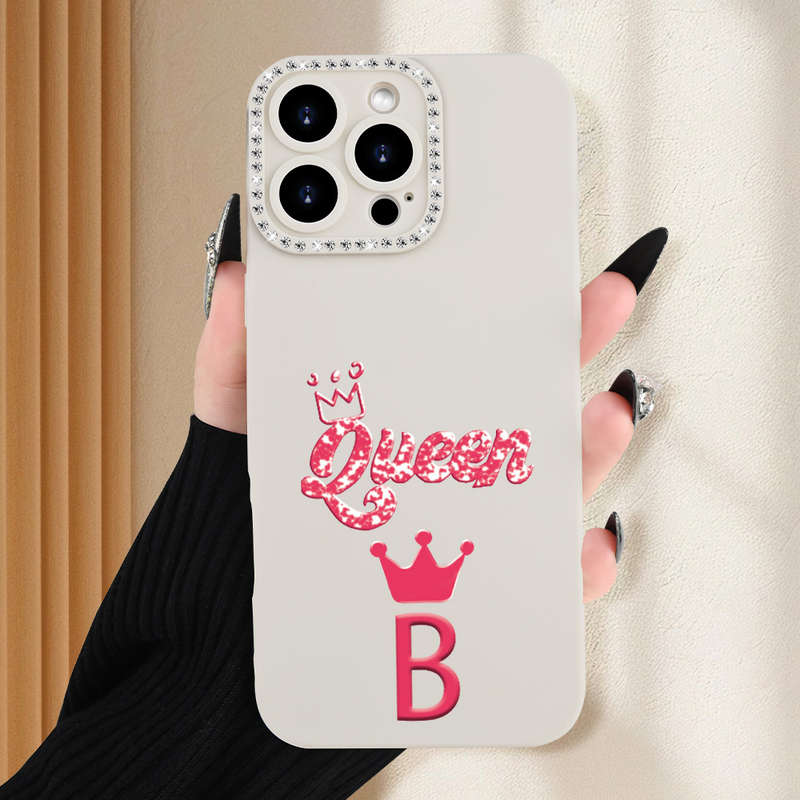 1Pc Ivory White For iPhone X XS Letter B Print Phone Case