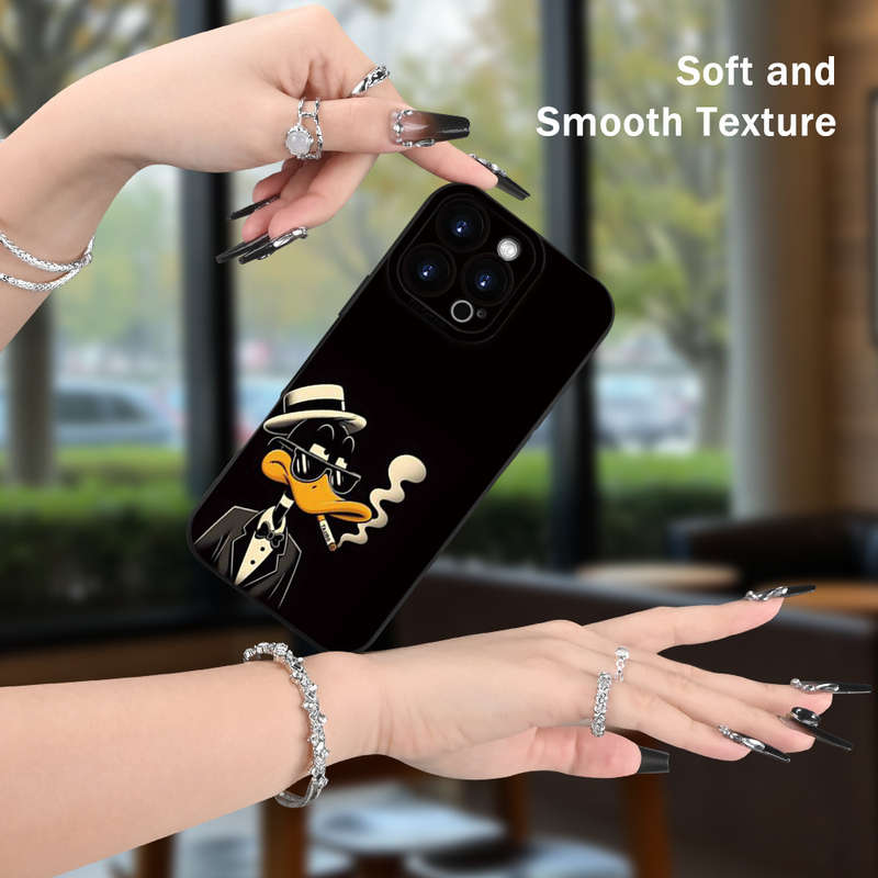 1Pc Black For iPhone 12 Unique Duck Designs Phone Case