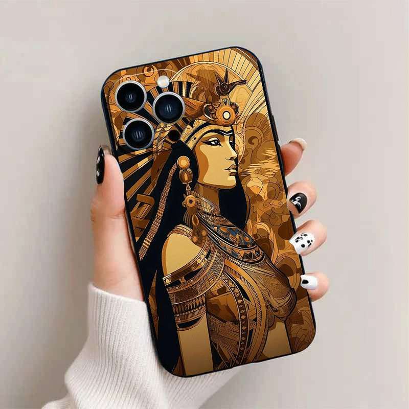 1Pc Black For iPhone 15 Plus African Egyptian Culture Phone Case
