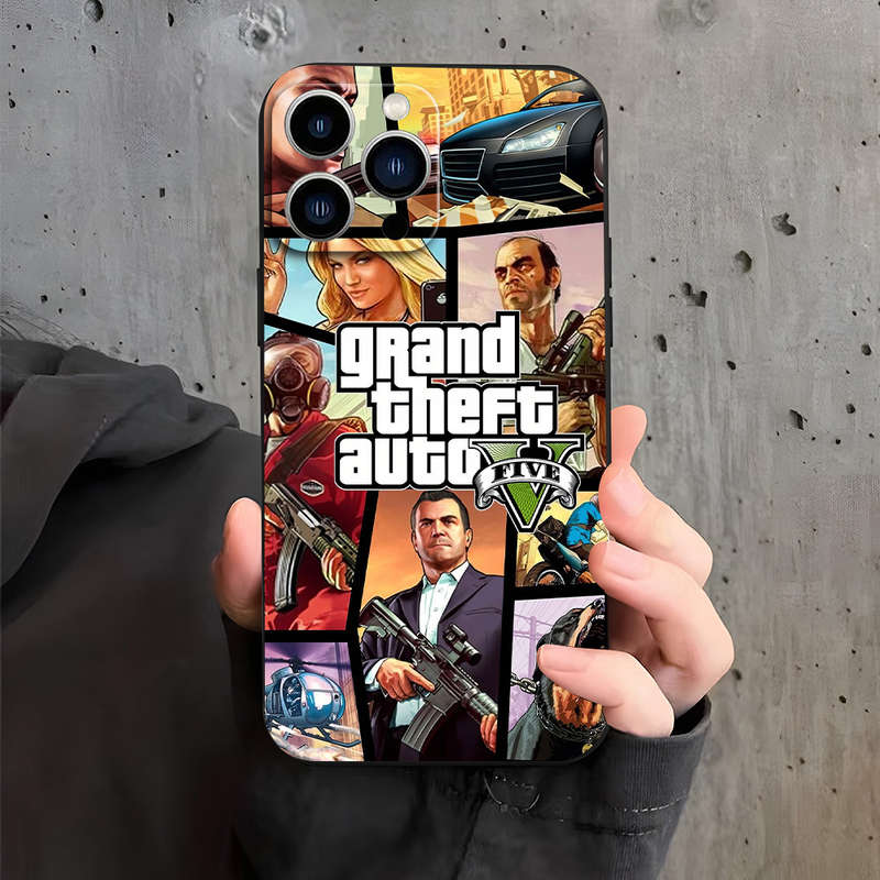 1Pc Black For iPhone 11 GTA5 Simple Thickened Phone Case