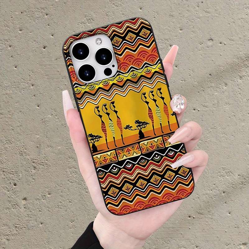 1Pc Black For iPhone 14 Plus African Inspired Designs Phone Case