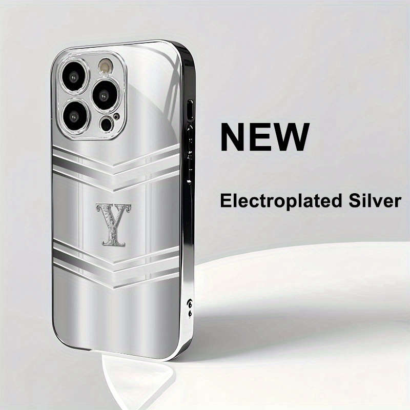 1Pc Silvery For iPhone 13 Pro Max Business Men Letter Y Phone Case