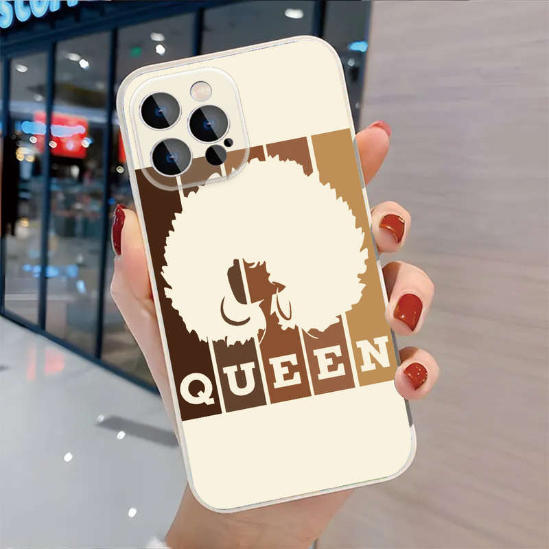 1Pc Ivory White For iPhone 15 African Women Phone Case