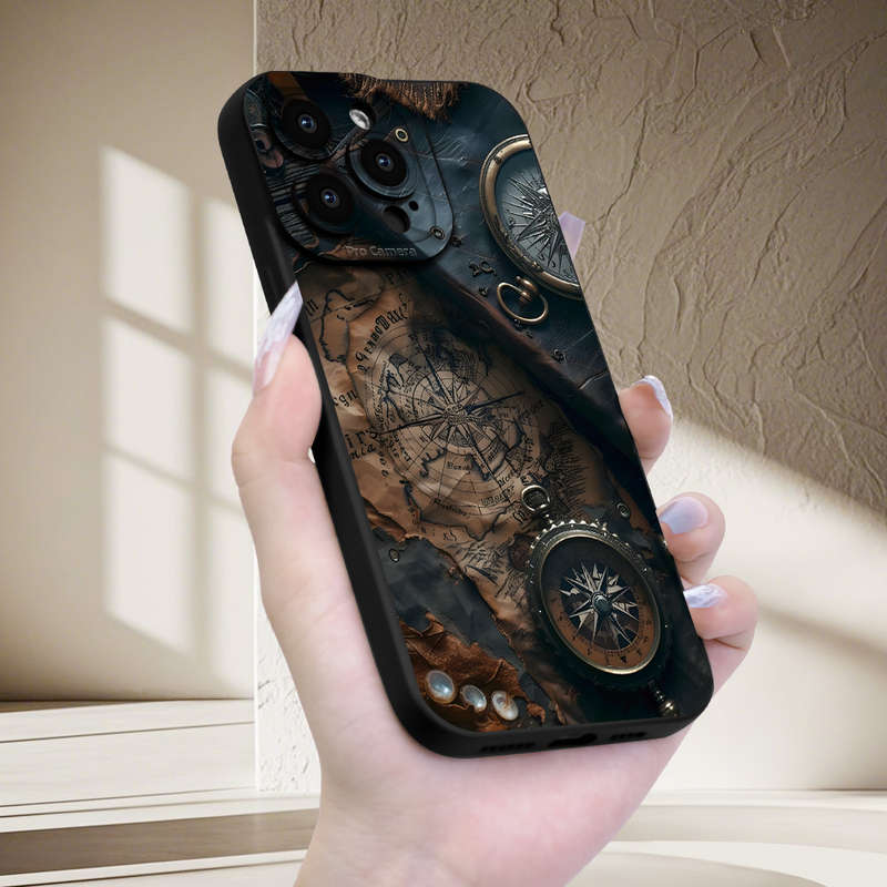 1Pc Black For iPhone XS Max Vintage Nautical Pattern Phone Case