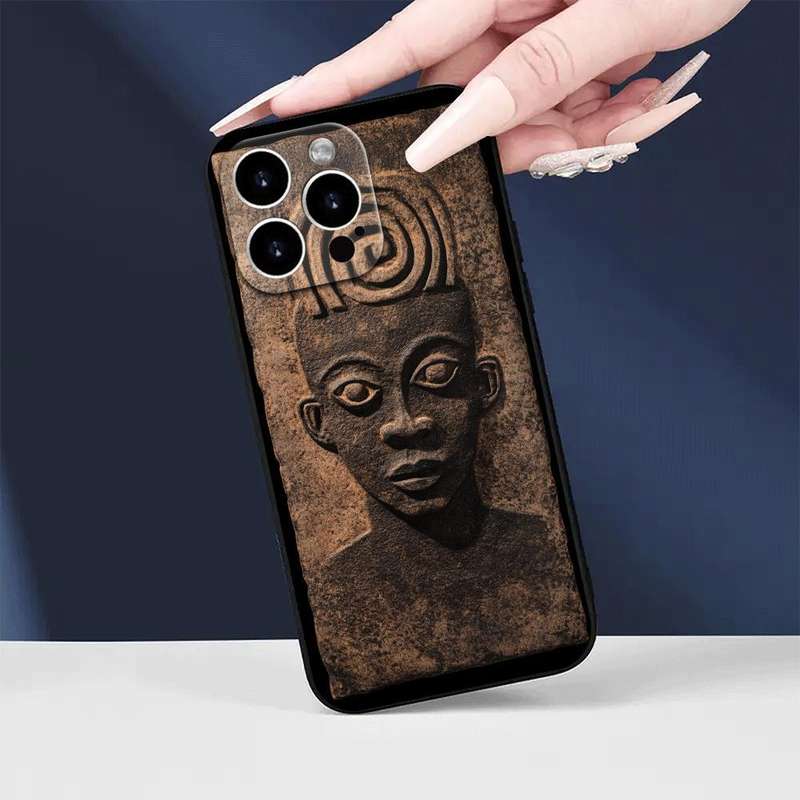 1Pc Black For iPhone 14 Plus Vintage African Fabric Phone Case