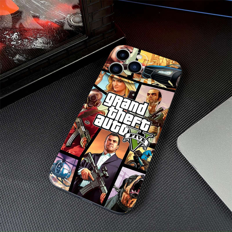 1Pc Black For iPhone 11 GTA5 Simple Thickened Phone Case